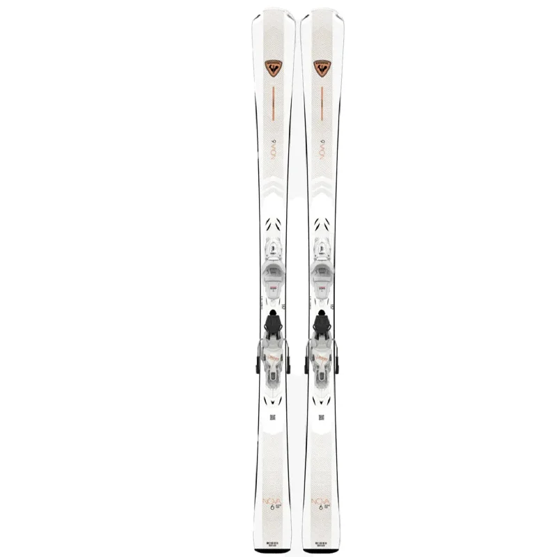 Ski bindings for larger ski sizes-Rossignol Women's Nova 6 Skis w/Xpress W 11 B83 White/Copper Bindings 2025