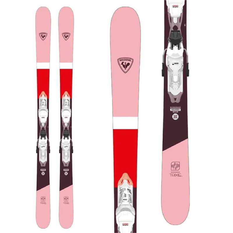 Ski bindings with extra heel retention-Rossignol Women's Trixie Skis w/Xpress 10 GW B83 White Sparkle Bindings 2025