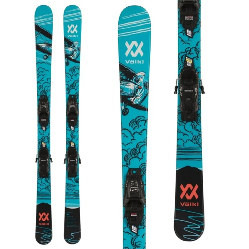 Ski bindings with customizable settings-Volkl Kids' Revolt Hopper Skis w/4.5 Vmotion Jr Black/Anthracite Bindings 2024