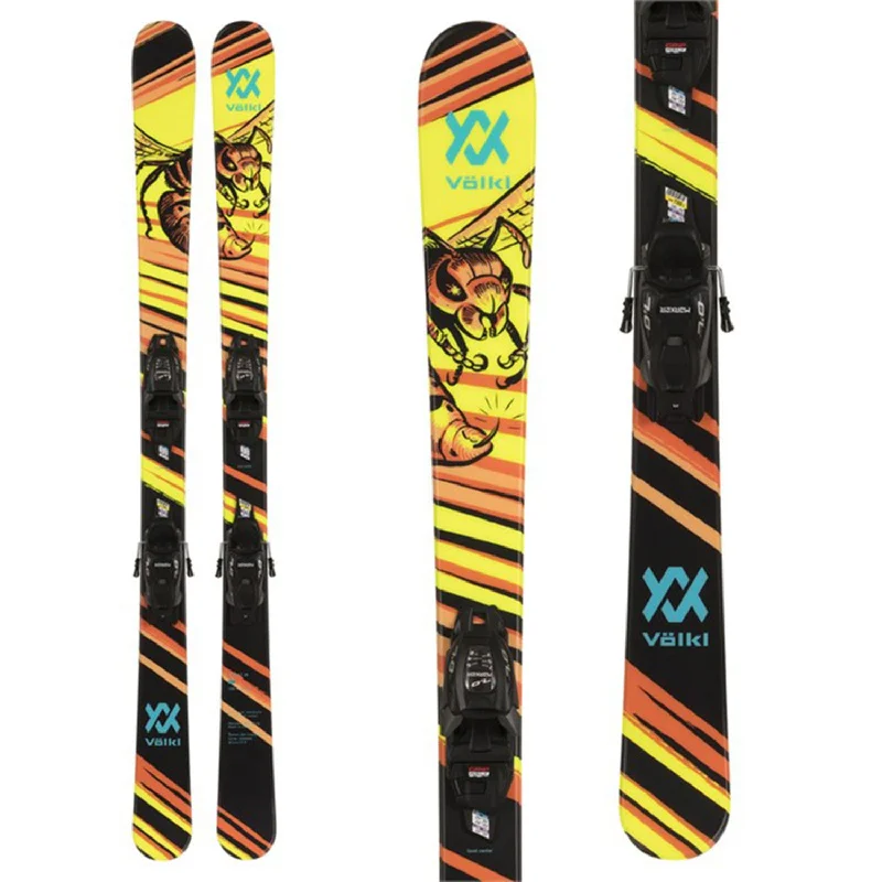 Ski bindings for recreational skiers-Volkl Kids' Revolt Jr Wasp Skis w/4.5 Vmotion Jr Black/Anthracite Bindings 2024